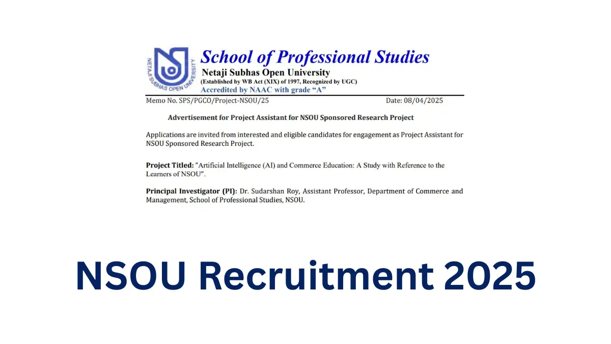 NSOU Recruitment 2025